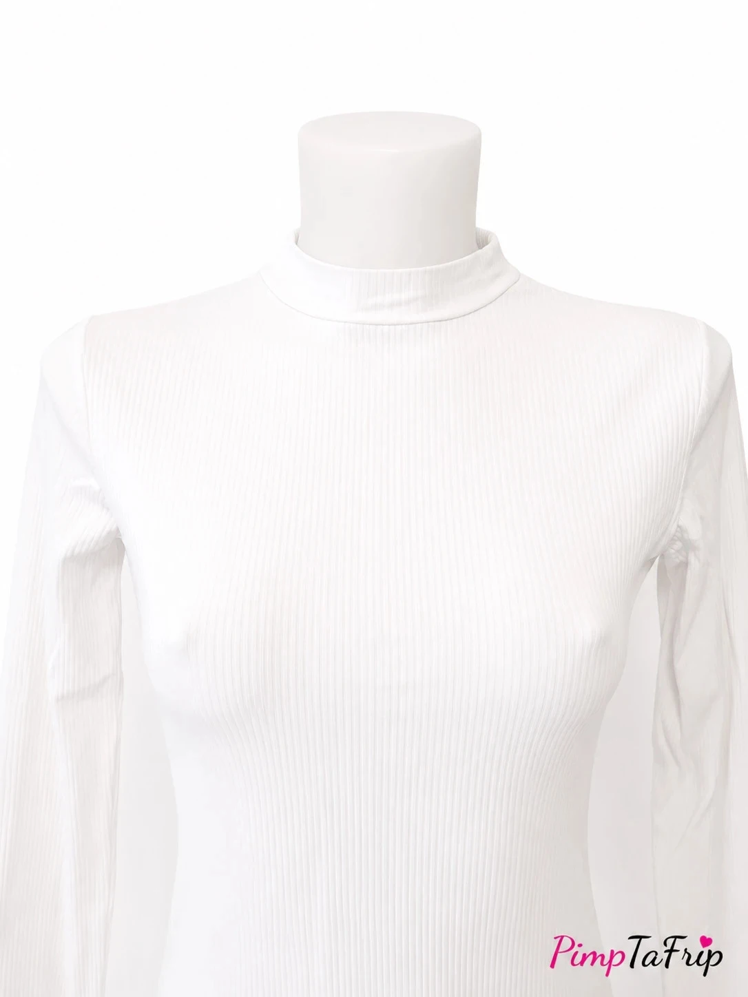 Dames langarm T-shirt Cache Cache wit geribbeld – Hoge hals – Maat S – photo 2